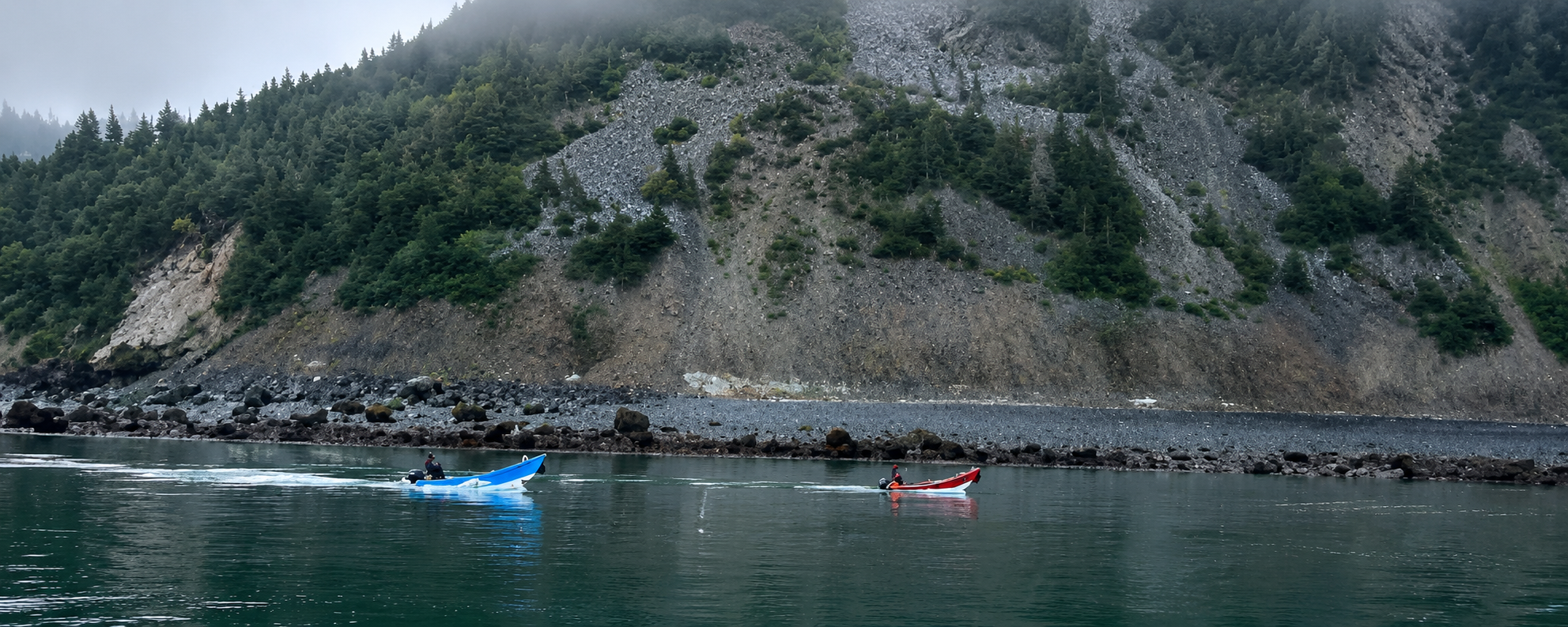 Contact Us and FAQ page top slideshow image featuring the Bay of Fundy coastline near Dark Harbour